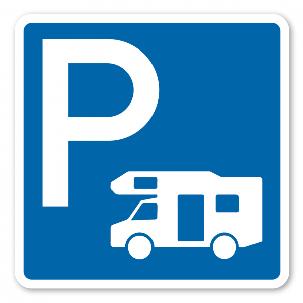 Parkplatzschild Wohnmobile - quadratisch mit Piktogramm - Verkehrsschild