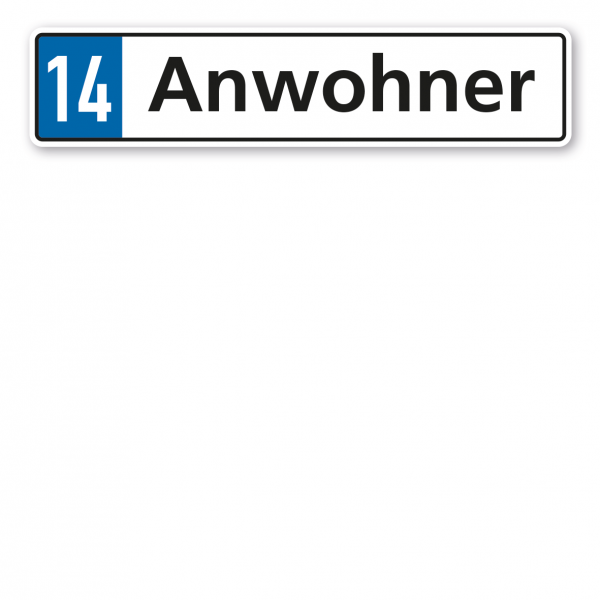 Parkplatzschild / Parkplatzreservierer Anwohner mit individueller Parkplatz-Nr.