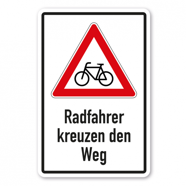 Verkehrsschild Radfahrer kreuzen den Weg - Kombi