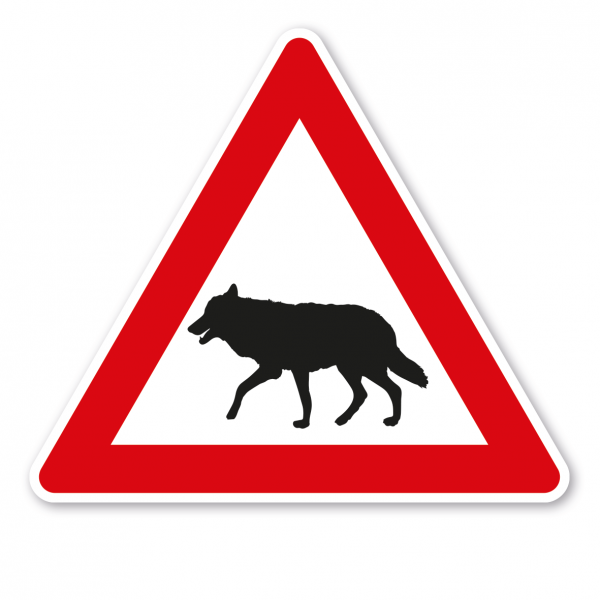 Verkehrsschild Achtung Wolfsgebiet (Wolf) – VZ-PR 56