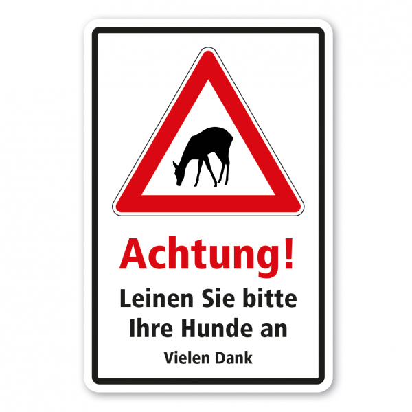 Hinweisschild Achtung - Leinen Sie bitte Ihre Hunde an - Kombi