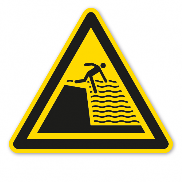 Warnzeichen Warnung vor Steilböschung, Steilufer - unvermittelte Tiefenänderung