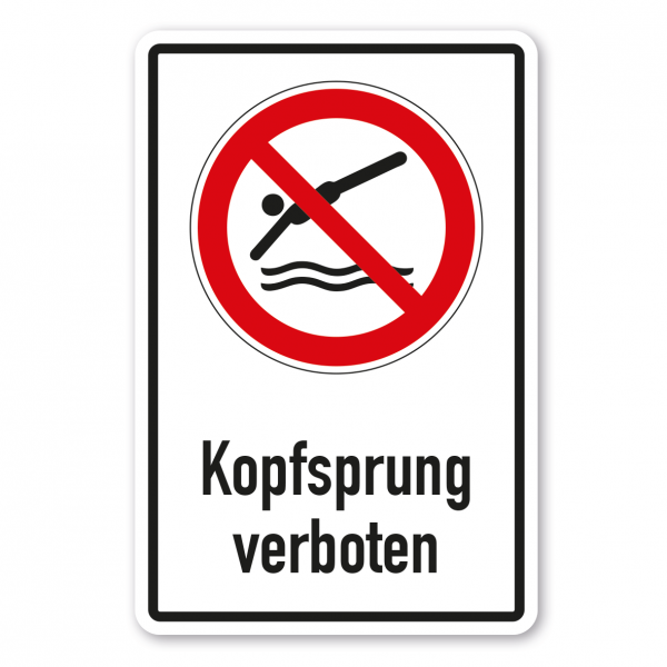 Verbotsschild Kopfsprung verboten - Kombi – ISO 20712-1-WSP-005-K