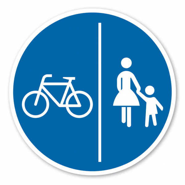 Verkehrsschild Getrennter Fuß- und Radweg, Fahrrad links – VZ 241-30