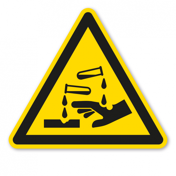 Warnzeichen Warnung vor ätzenden Stoffen – ISO 7010 - W023