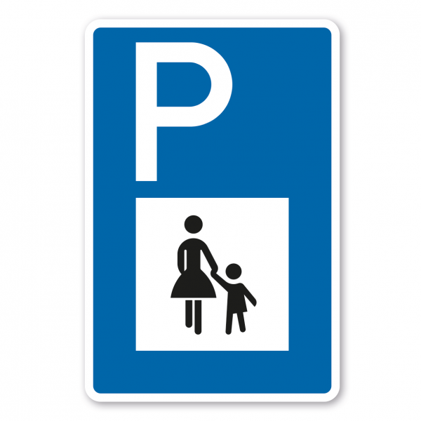 Parkplatzschild Mutter mit Kind – mit großem Piktogramm - Verkehrsschild