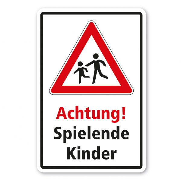 Kinderschild / Verkehrsschild Achtung spielende Kinder - Kombi