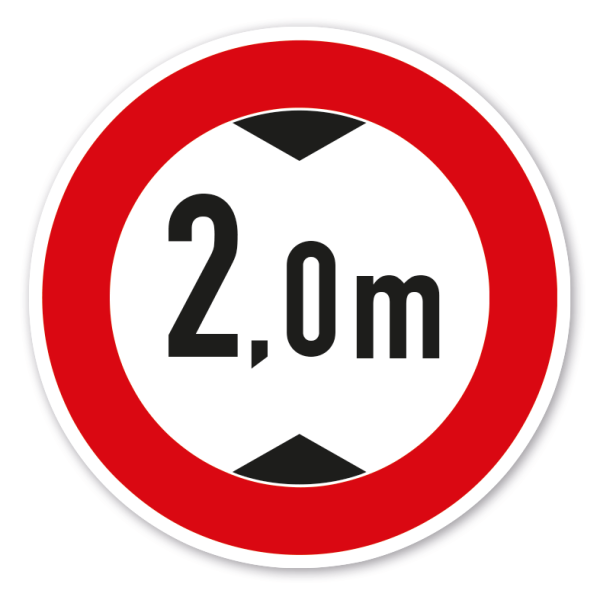 Verkehrsschild Verbot für Fahrzeuge über angegebene Höhe einschließlich Ladung 2,0 m - individuelle Angabe – VZ 265