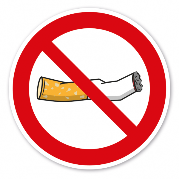 Verbotszeichen Keine Zigarettenkippen - Zigarettenstummel wegwerfen