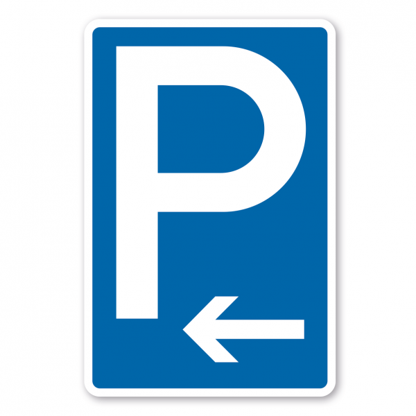 Parkplatzschild Parken mit linksweisendem Pfeil - Verkehrsschild