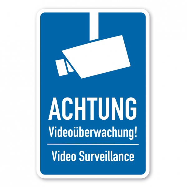 Hinweisschild Videoüberwachung - Video Surveillance - blau - Kombi