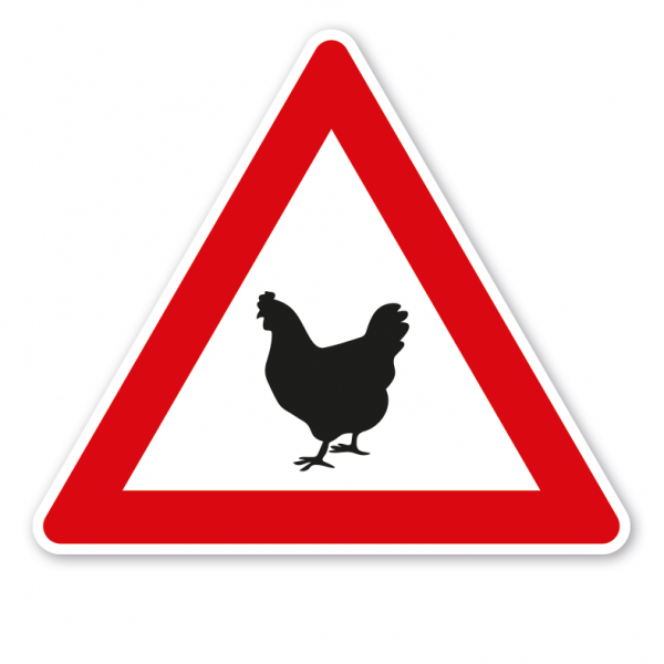 Verkehrsschild Achtung Hühner – VZ-PR 80