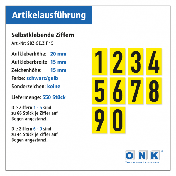 Selbstklebende Buchstaben und Zahlen