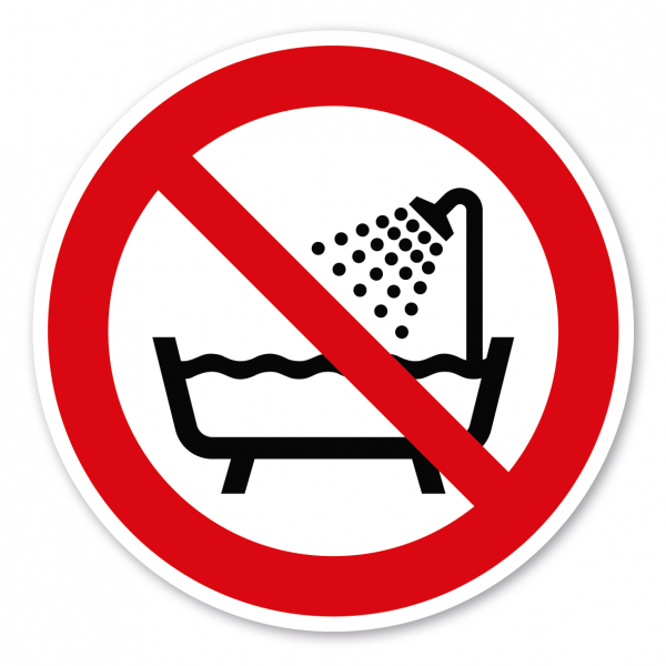 Verbotszeichen Verbot, dieses Gerät in der Badewanne, Dusche oder über mit Wasser gefülltem Becken zu benutzen – ISO 7010 - P026