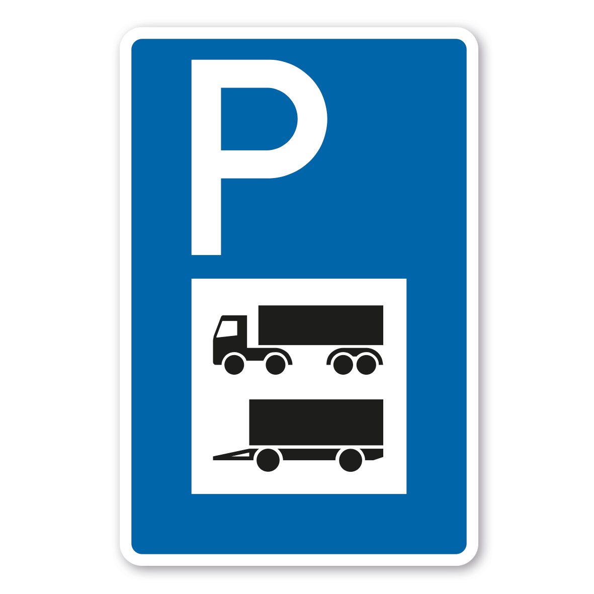 Parkplatzschild Blau P, Wunschtext Firmenname