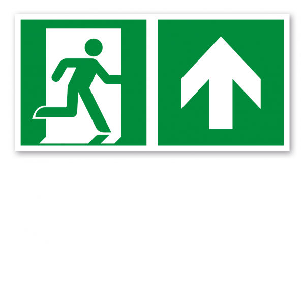 Fluchtwegschild Rettungsweg geradeaus rechts oben - ISO 7010 - E002-4-B