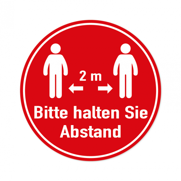 Bodenmarkierung - Bitte halten Sie Abstand - 2 Meter - Rund - Rot - verschiedene Größen