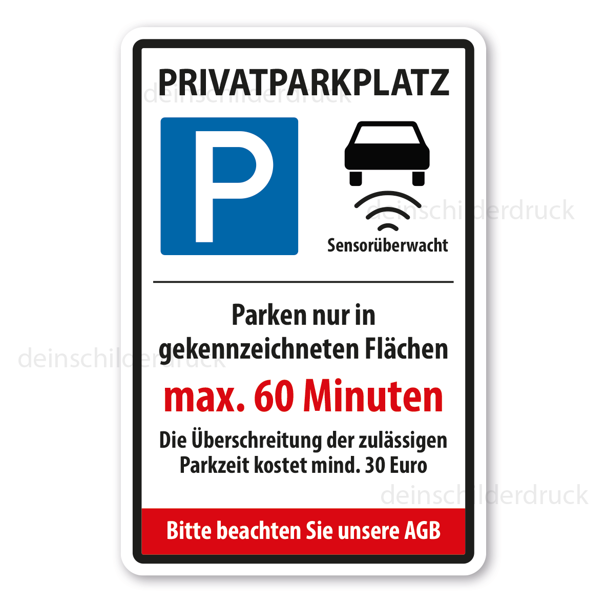 Parkplatzschild Parkscheibe - Individuelle Parkdauer