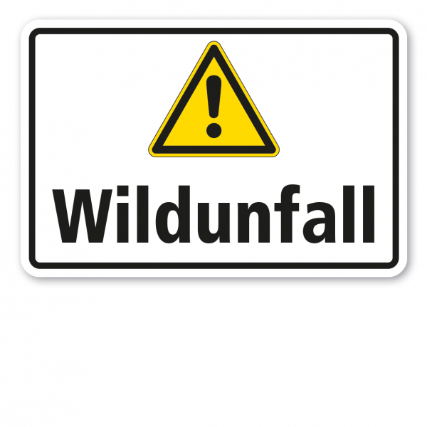 Warnschild Achtung - Wildunfall - mit Warnzeichen nach ISO 7010