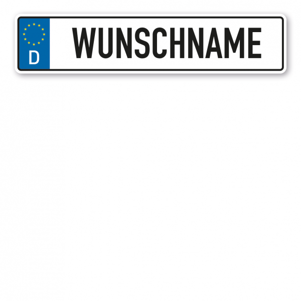 Parkplatzschild / Parkplatzreservierer mit Europasternen, Länderkürzel und Ihrem Wunschnamen oder Wunschkennzeichen