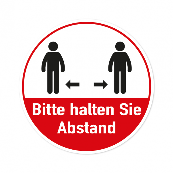Bodenmarkierung - Bitte halten Sie Abstand - Rund - Weiß/Rot - verschiedene Größen