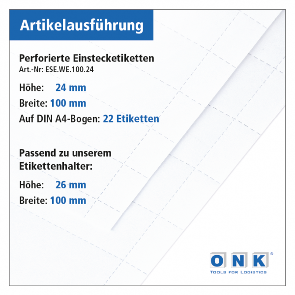 Perforierte Einstecketiketten Weiß - für Etikettenhalter