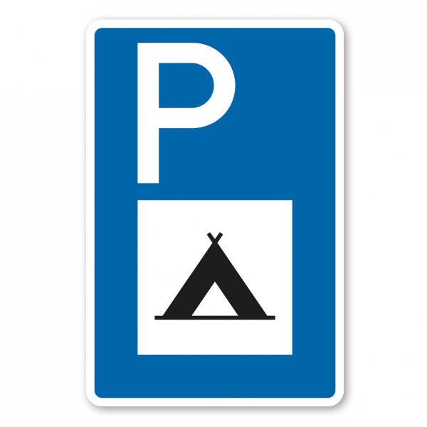 Parkplatzschild Campingplatz – mit großem Piktogramm - Verkehrsschild