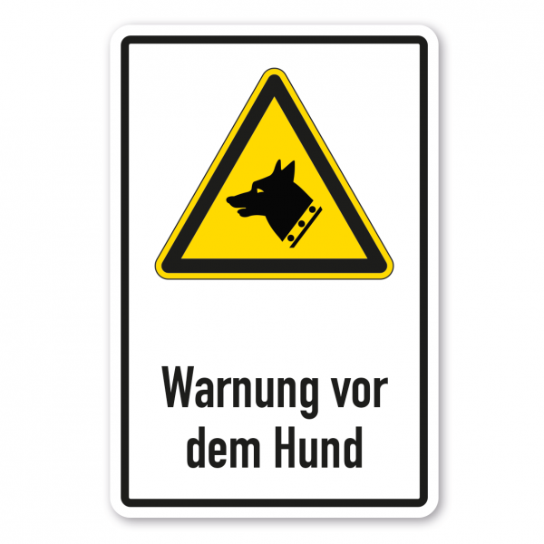 Warnschild Warnung vor dem Hund (Wachhund) - Kombi - ISO 7010 - W0013-K