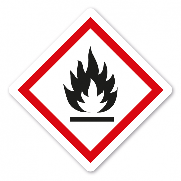 Gefahrgutzeichen Flamme - entzündbare Gase, Stoffe, Flüssigkeiten, Aerosole - GHS-02