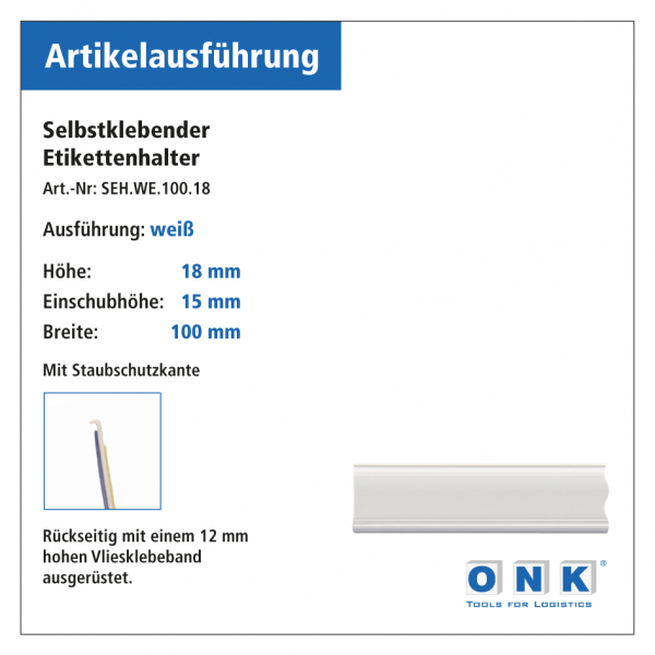 Selbstklebende Etikettenhalter für Einstecketiketten