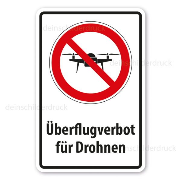 Verbotsschild Überflugverbot für Drohnen - Kombi