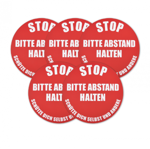 Bodenmarkierung - Stop Bitte Abstand Halten - Kreis Rund - 23,5 cm rot / Schütze dich selbst und andere