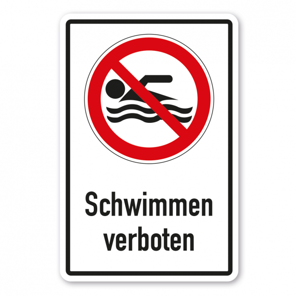 Verbotsschild Schwimmen verboten - Kombi – ISO 20712-1-WSP-002-K