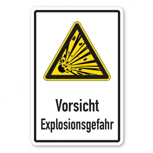 Warnschild Warnung vor explosionsgefährlichen Stoffen - Kombi - ISO 7010 - W002-K