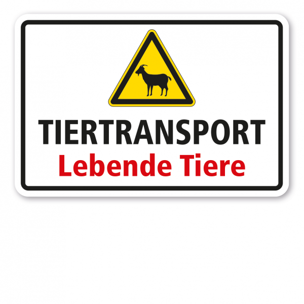 Warnschild Tiertransport - Lebende Tiere - mit Warnzeichen Ziege