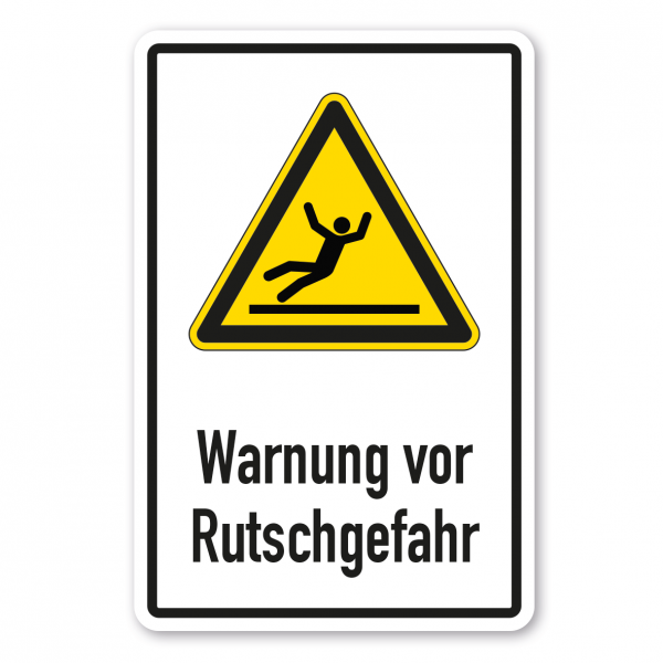 Warnschild Warnung vor Rutschgefahr - Kombi - ISO 7010 - W0011-K