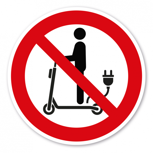 Verbotszeichen Für E-Roller / E-Scooter verboten - mit Stecker