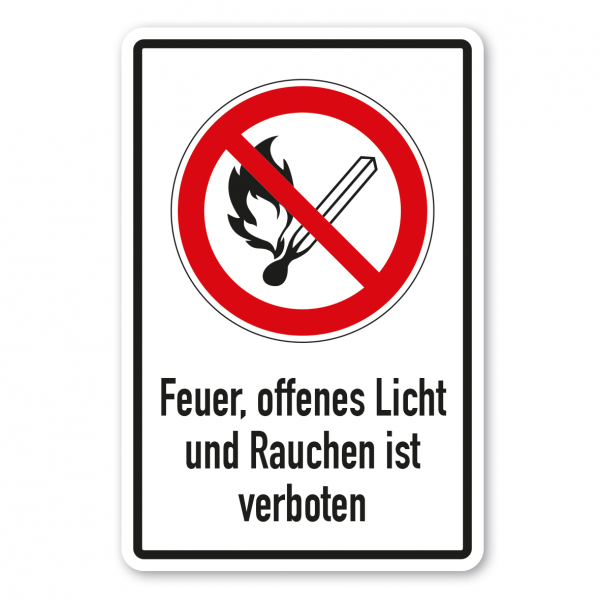 Verbotsschild Feuer, offenes Licht und Rauchen verboten - Kombi – ISO 7010 - P003-K