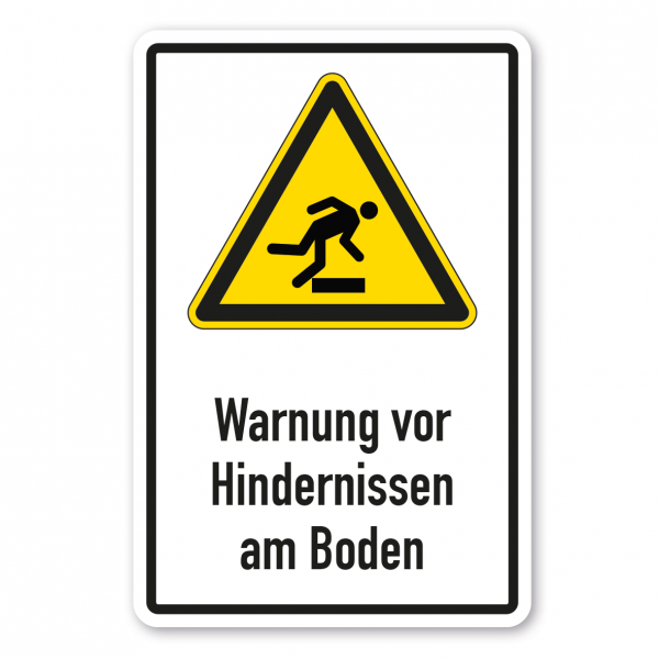 Warnschild Warnung vor Hindernissen am Boden - Stolpergefahr - Kombi - ISO 7010 - W007-K