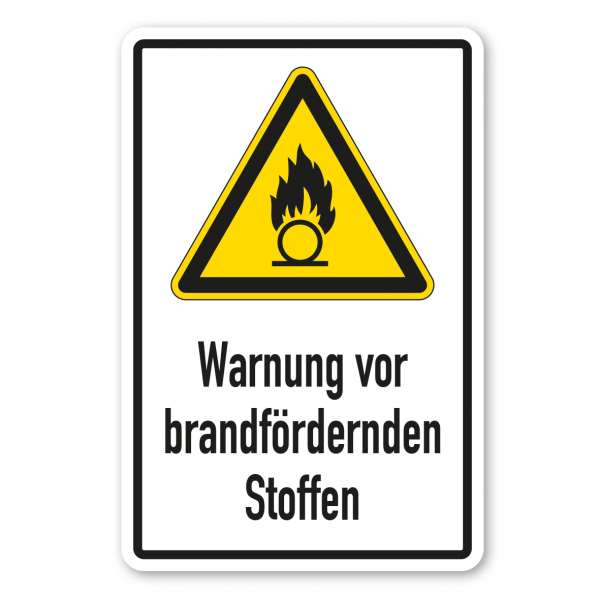 Warnschild Warnung vor brandfördernden Stoffen - Kombi - ISO 7010 - W0028-K