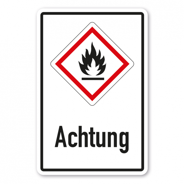 Gefahrgutschild Achtung - Flamme - Entzündbare Gase, Stoffe, Flüssigkeiten - Kombi – GHS-02