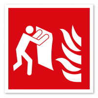 Brandschutzzeichen Feuerschutzdecke - Feuerlöschdecke - ISO 7010 - F016 Brandschutzzeichen Feuerschutzdecke - Feuerlöschdecke - ISO 7010 - F016