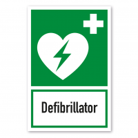 Rettungsschild Defibrillator - Kombi - ISO 7010 - E010-K Rettungsschild Defibrillator - Kombi - ISO 7010 - E010-K