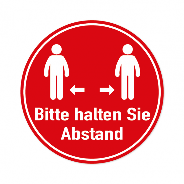 Bodenmarkierung - Bitte halten Sie Abstand - Rund - Rot - verschiedene Größen