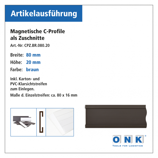 Magnetische C-Profile-Zuschnitte - braun