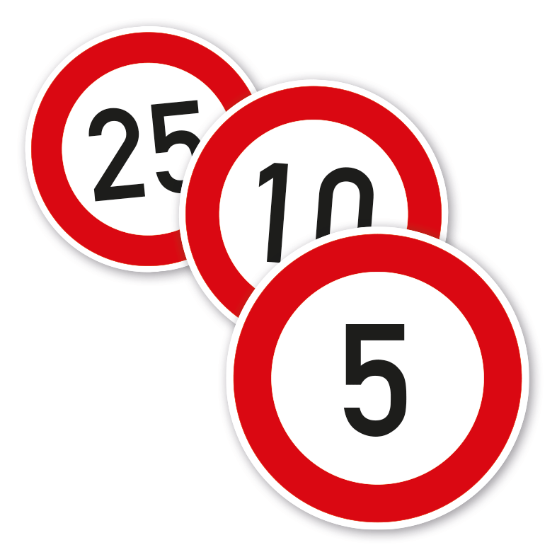 Verkehrsschild / Verkehrszeichen als Aufkleber - zulässige  Höchstgeschwindigkeit - individuelle Angabe in km/h – VZ-PR-IND