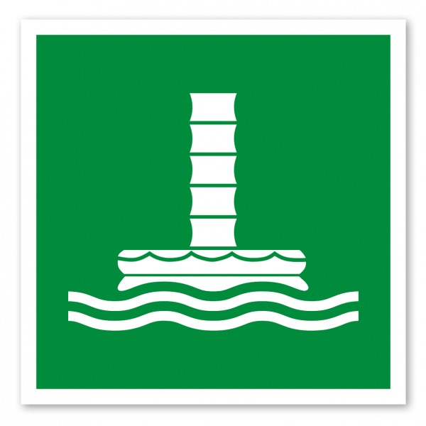 Rettungszeichen Überdachte Rutsche für Evakuierung auf dem Meer - ISO 7010 - E055