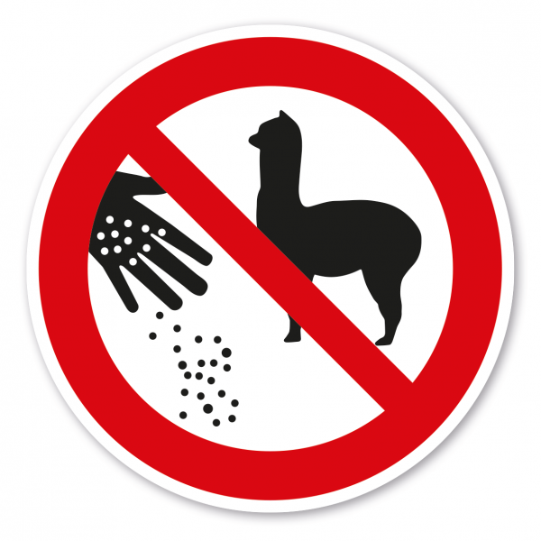 Verbotszeichen Alpakas füttern verboten