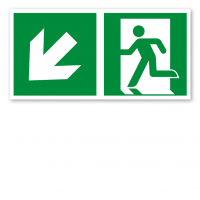 Fluchtwegschild Rettungsweg links abwärts - ISO 7010 - E001-2-B Fluchtwegschild Rettungsweg links abwärts - ISO 7010 - E001-2-B