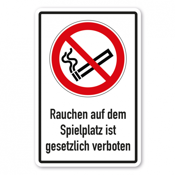 Verbotsschild Rauchen auf dem Spielplatz ist gesetzlich verboten - Kombi